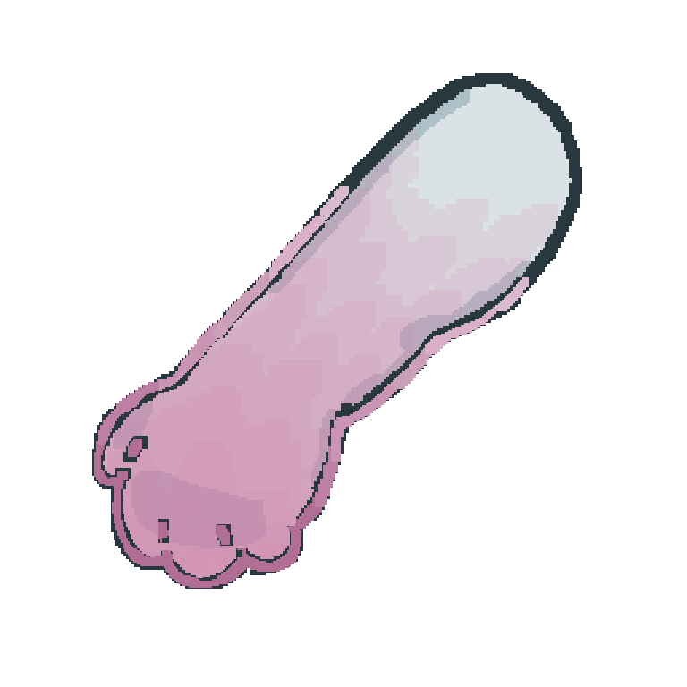 A drawing of a ms paint style arm. from the fingers up there is a purple-pink gradient that gradually becomes gray at the top.